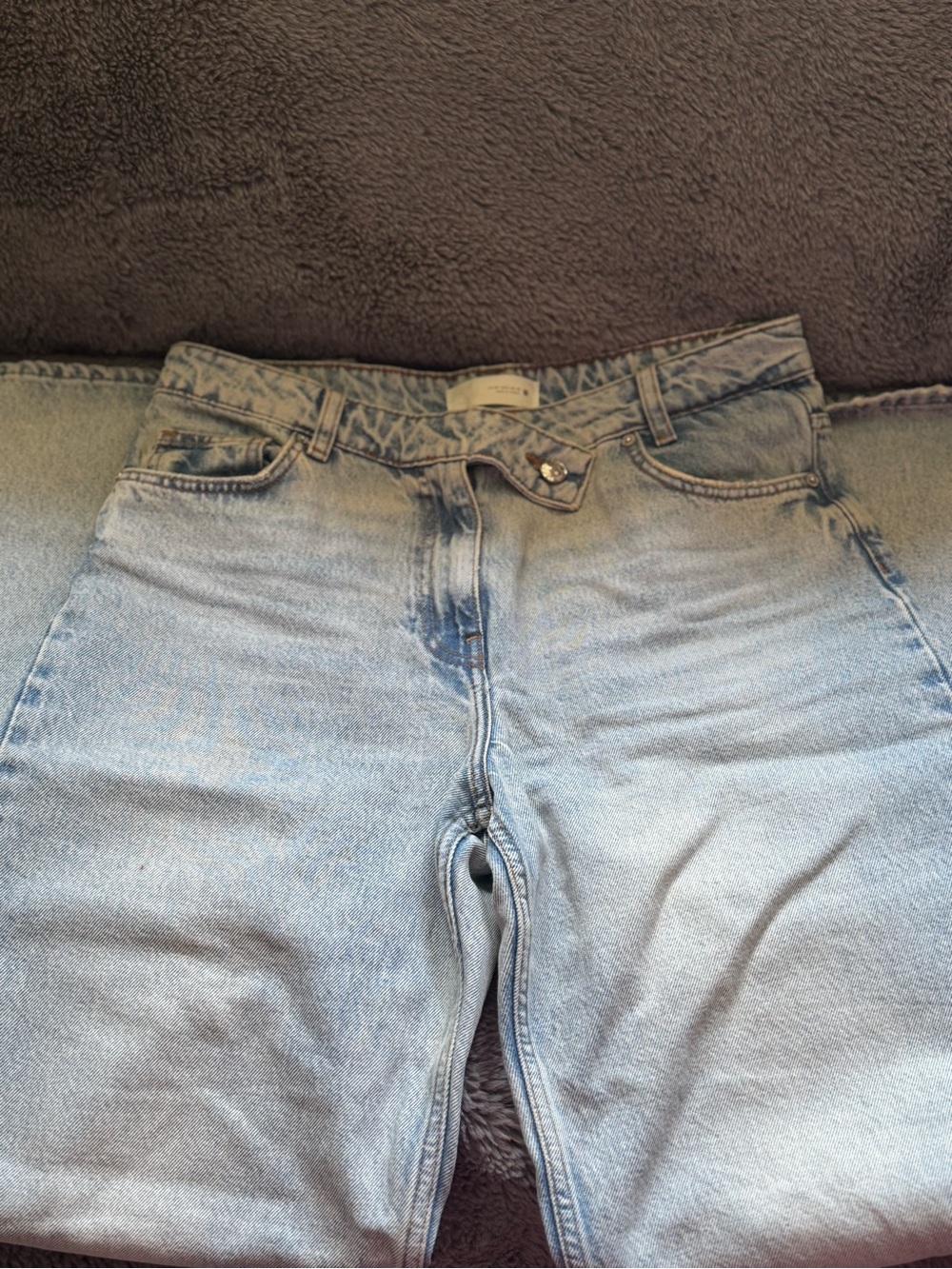 Zara 28- 6 mid blue z1975Light Wash straight Wide Leg Women's Jeans - Picture 6 of 6